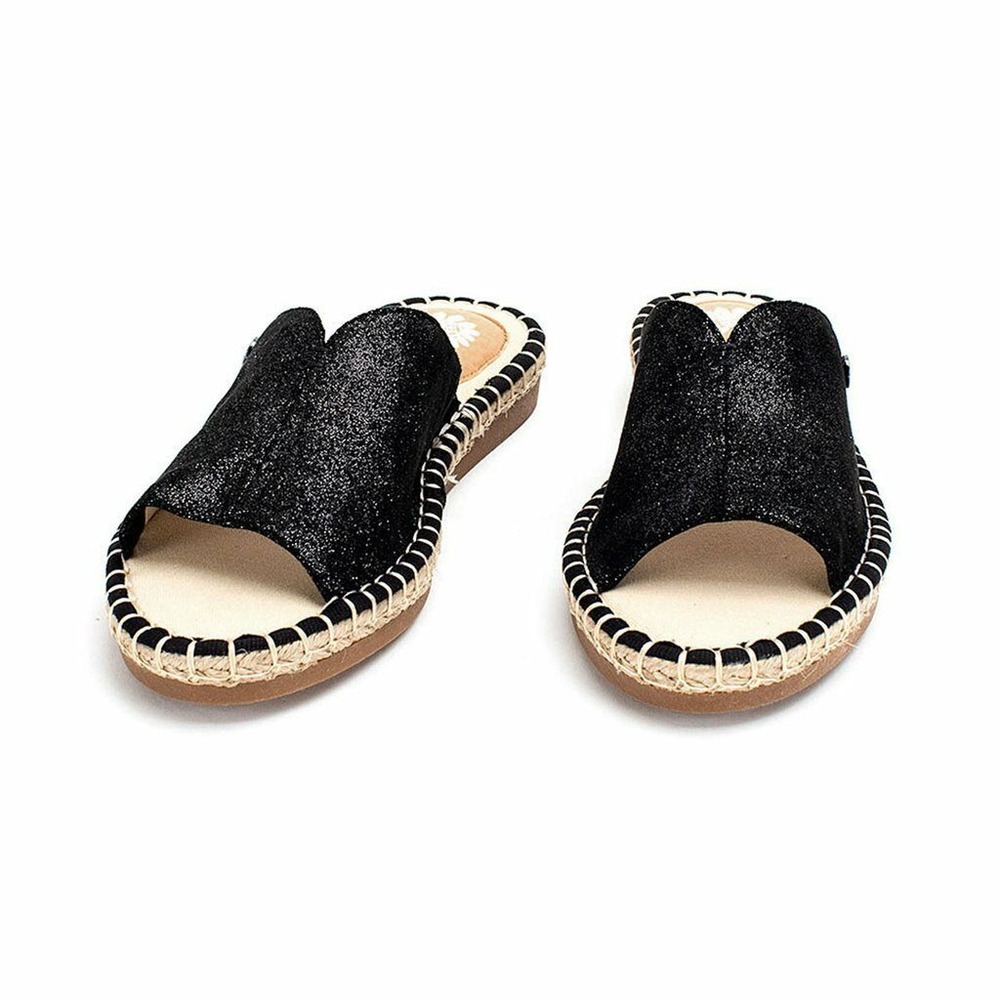 Yellow Box Black Glitter Slide Sandals